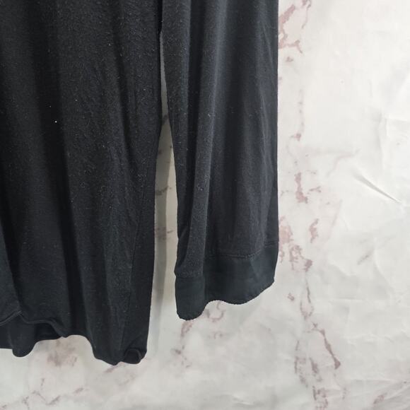 J Jill Shirt Womens Medium Black Tee T V Neck Quarter Sleeve Silk Trim Accent - Picture 4 of 11